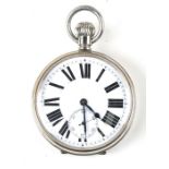 An early 20th century Goliath pocket watch, the white enamel dial with Roman numerals and subsidiary