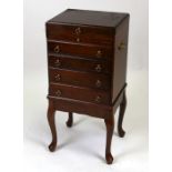 A George III style mahogany cutlery cabinet on stand, 36cms (14ins) wide.