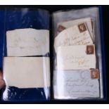 A collection of fourteen Victorian envelope fronts with Penny Red stamps.