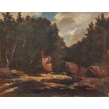 Regis Gignoux Oil Painting Rapids Rocks Trees