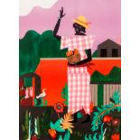 Romare Bearden 1979 orig litho Girl in Garden