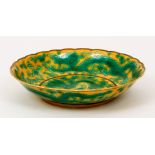 Chinese Yellow-Ground Green-Enameled Dragon Dish