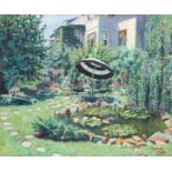 Alexander Clayton Impressionist Painting Lady in Her Garden