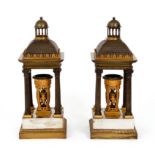 Pair of Bronze silver plated Tabernacle Lamps on Stands