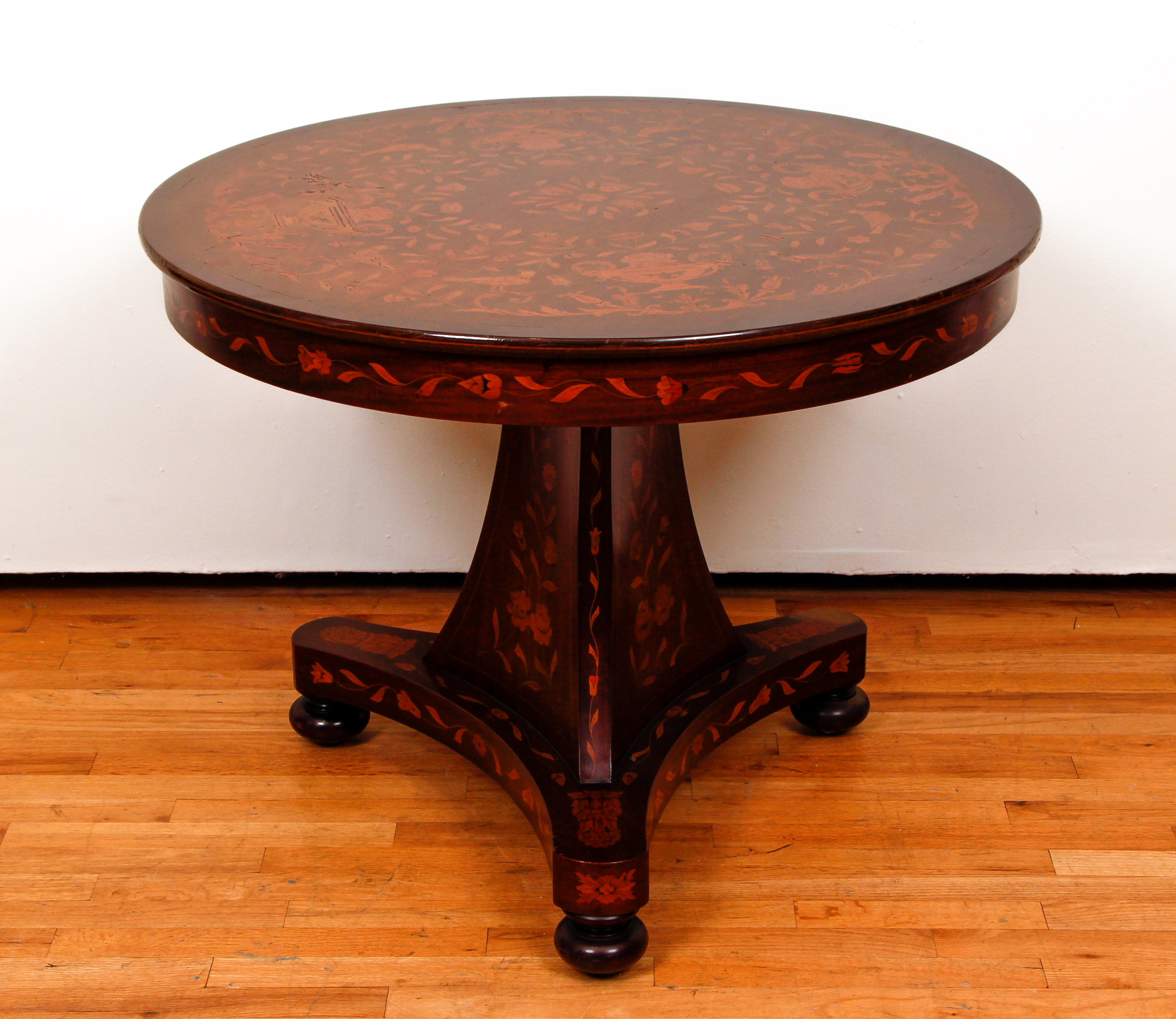 Dutch marquetry round console table