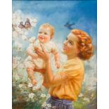 Mabel Rollins Harris pastel illustration Mother and Child