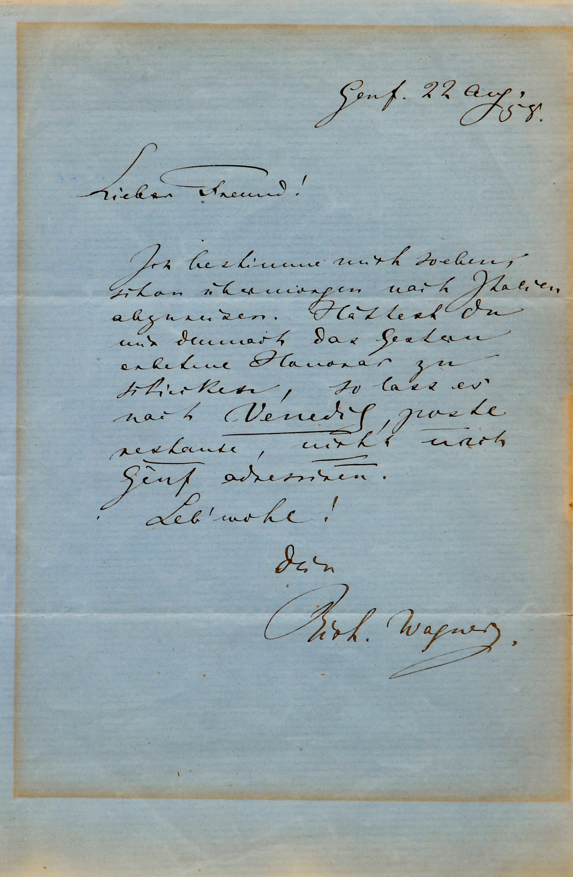 Richard Wagner ALS Letter 1858