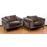 Pair Robert Haussman De Sede Suede Club Chairs Stendig