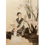 Chinese watercolor ptg. The Beauty in Garden