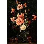 George Cochran Lambdin oil Roses in a Glass Vase