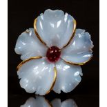 Andrew Clunn 18K Chalcedony Flower Pin