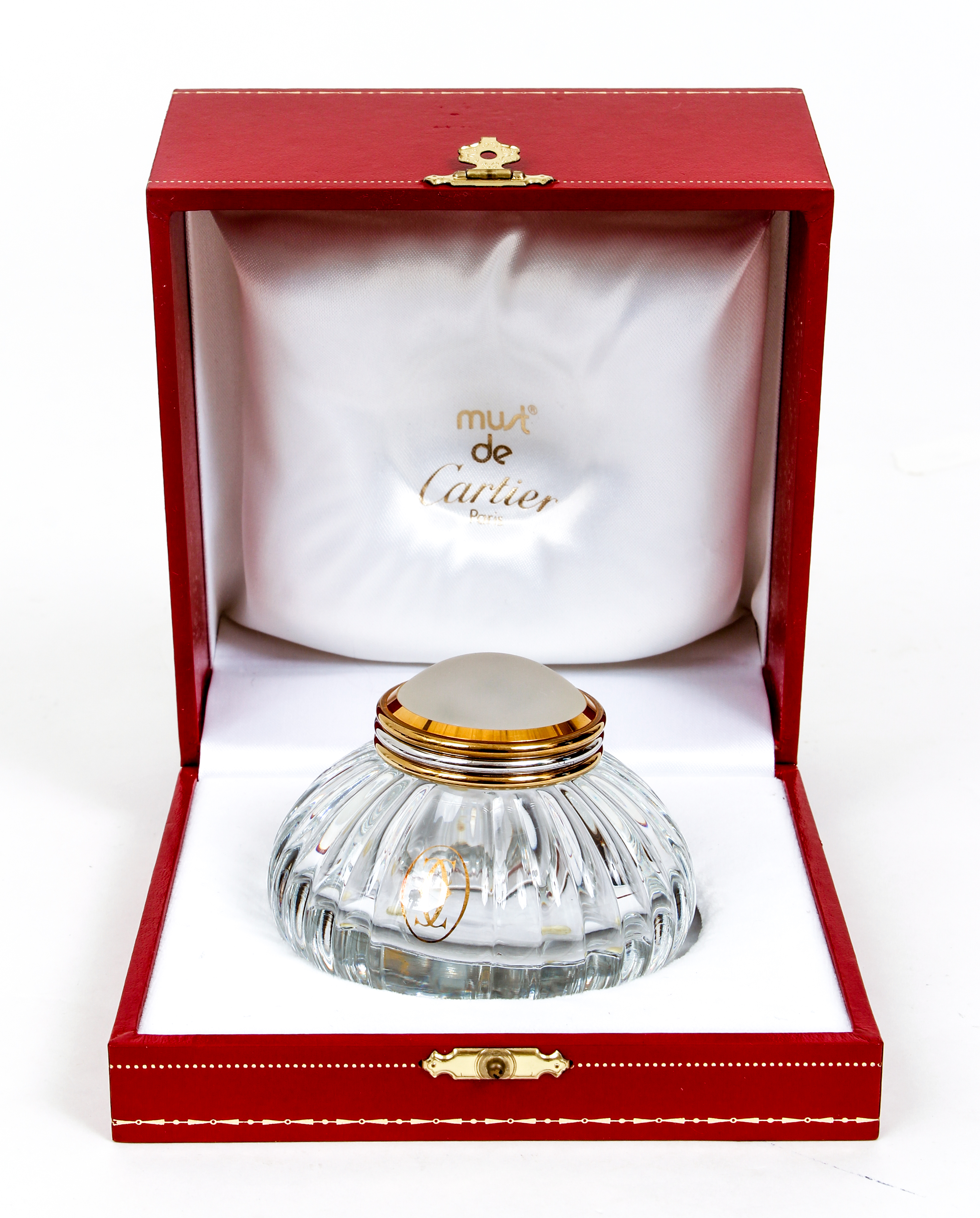 Cartier Encrier crystal Inkwell with frosted lid - Image 6 of 7