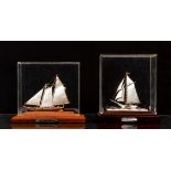 2 Cased sterling miniature Yachts