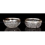 Pair Cut Glass Bowls with Gorham Sterling Rims