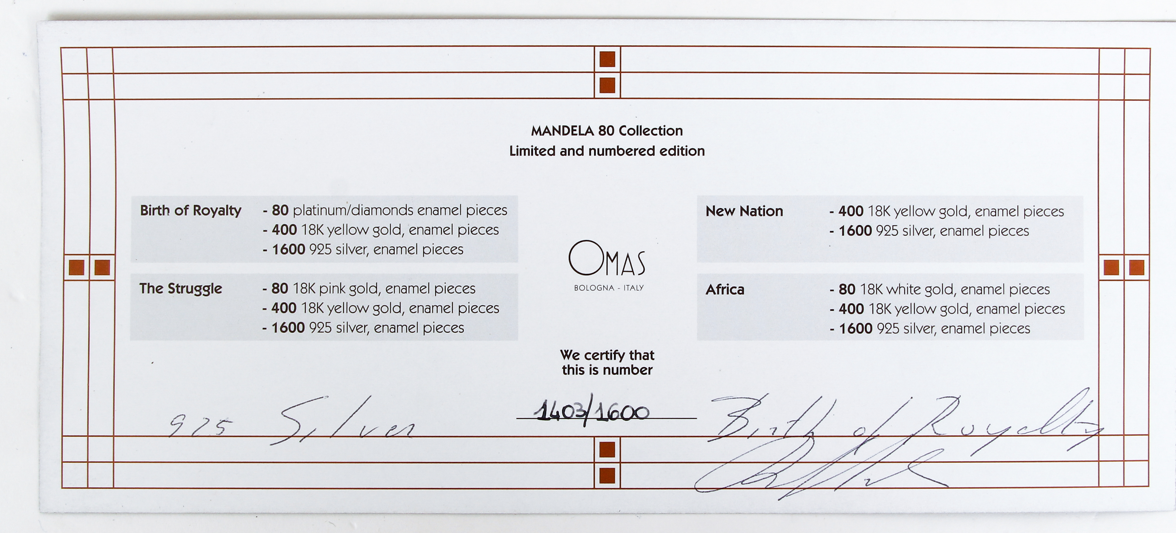 Omas Mandela 80 Birth of Royalty limited edition fountain pen - Image 7 of 7