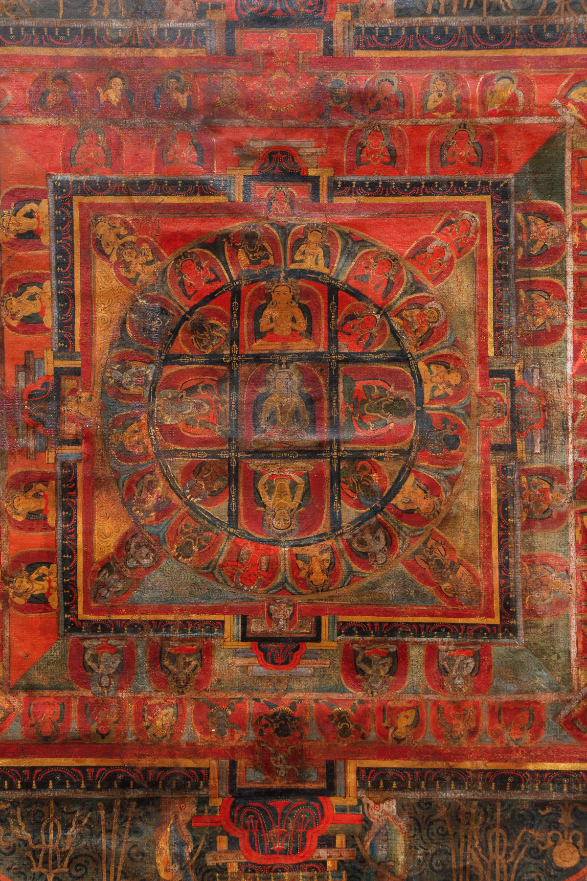 Tibetan Thangka Mandala of Buddha Sarvavid Vairochana - Image 7 of 11