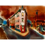 Jerry Caplan Sharpsburg Intersection 1977 watercolor