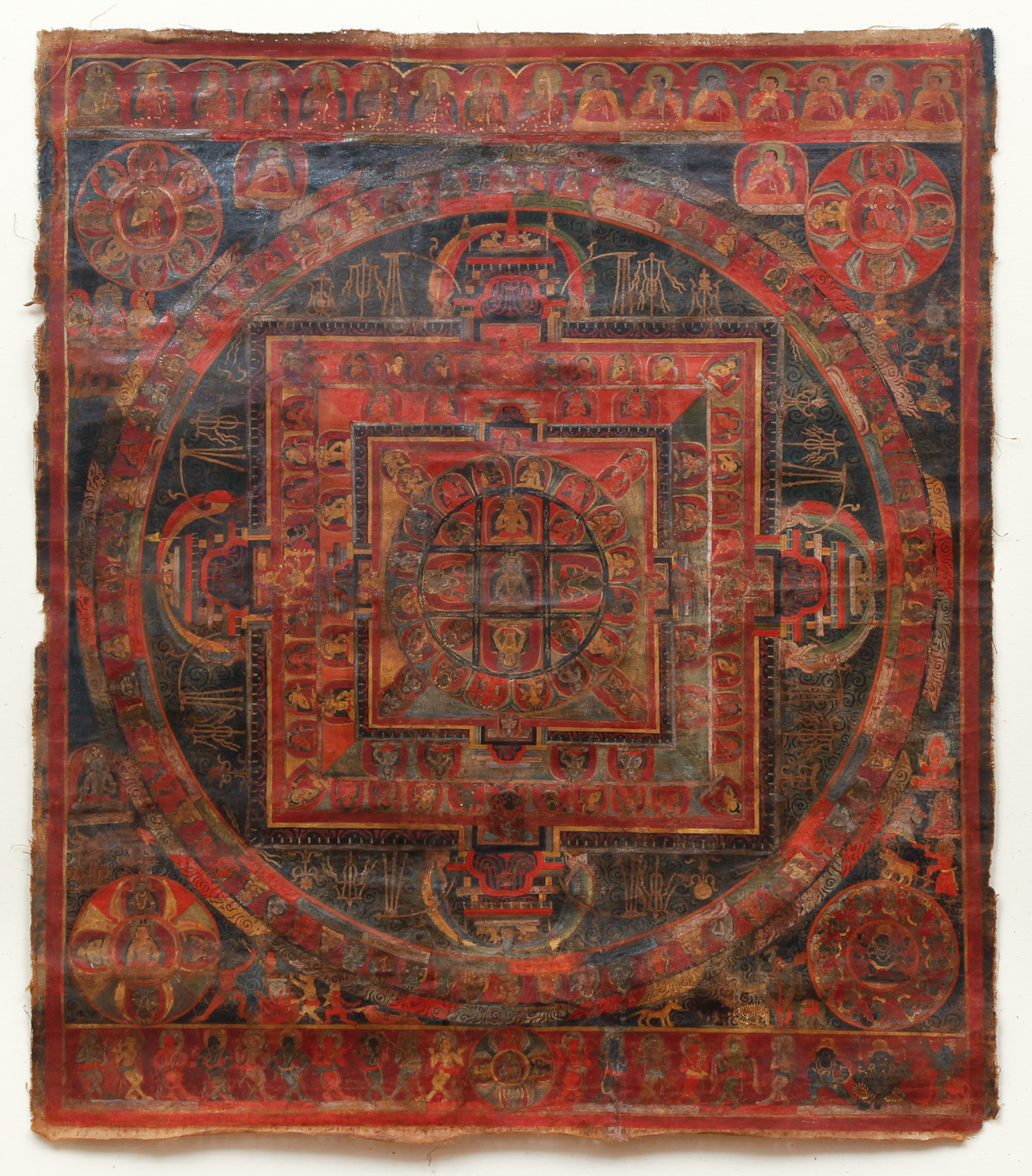 Tibetan Thangka Mandala of Buddha Sarvavid Vairochana