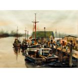 William Vrscak Harbor Scene Watercolor