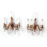 Pair of five light gilt bronze sconces