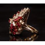 18K White Ruby Diamond Waterfall Ring