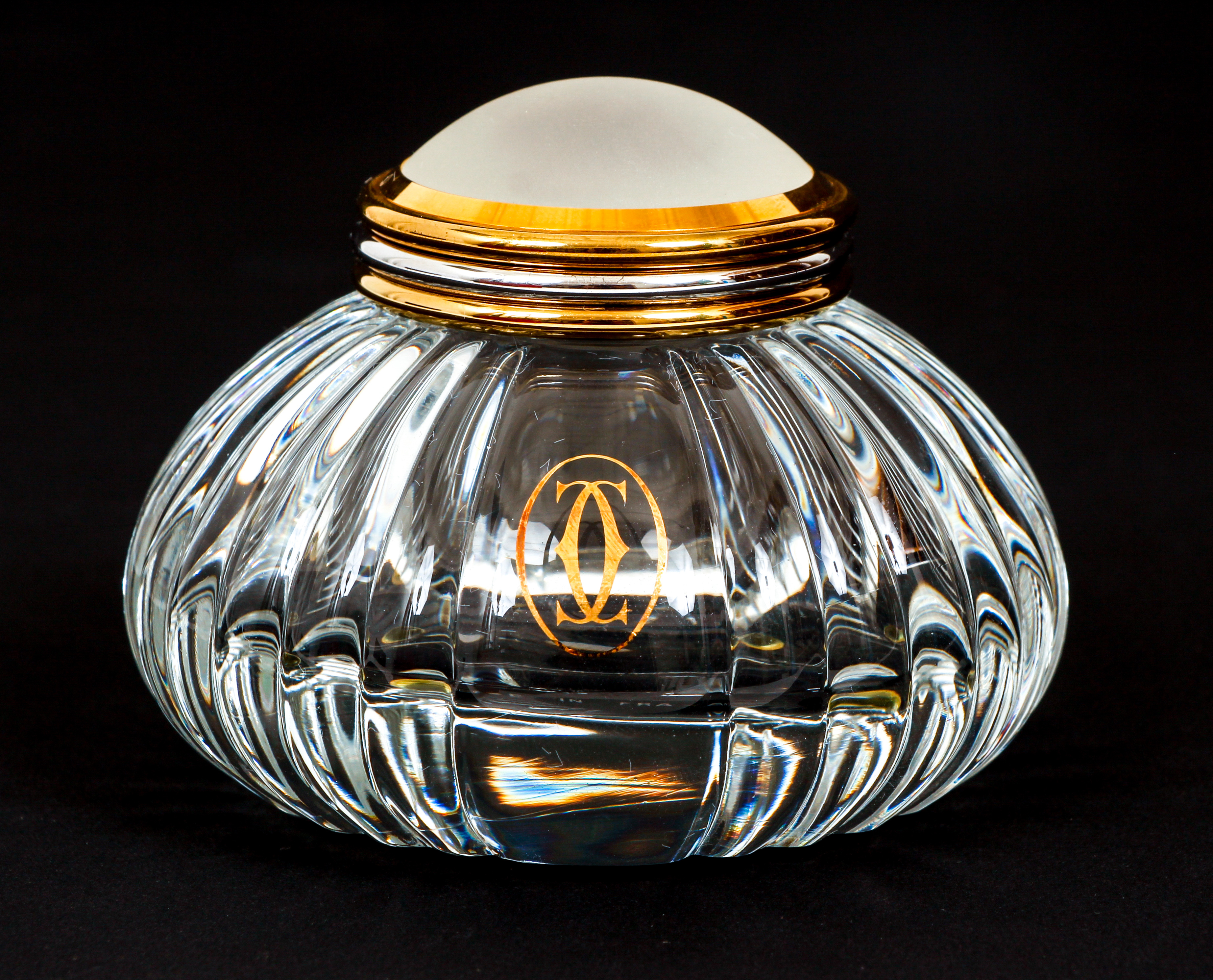 Cartier Encrier crystal Inkwell with frosted lid