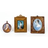 Lot of 3 Well Painted Miniature Portraits