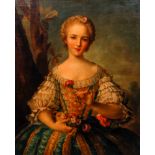 Manner of Nattier oil Young Woman with Flower