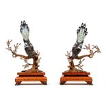 2 Chinese Enameled 925 Sterling Heron Figurines