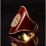 18K Yellow Saddle Style Ring Italian
