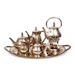 Sterling Silver Royal Danish Tea Set and Tray