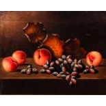 Barton Hays Still Life Grapes, Peaches, and Autumn Leaves