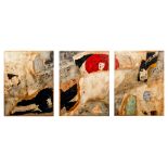 Lionel abstract triptych La Demoiselle Elue