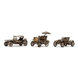 3 miniature Italian 800 silver antique Cars