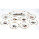 painted Fish Platter w 8 Limoges Fish Plates