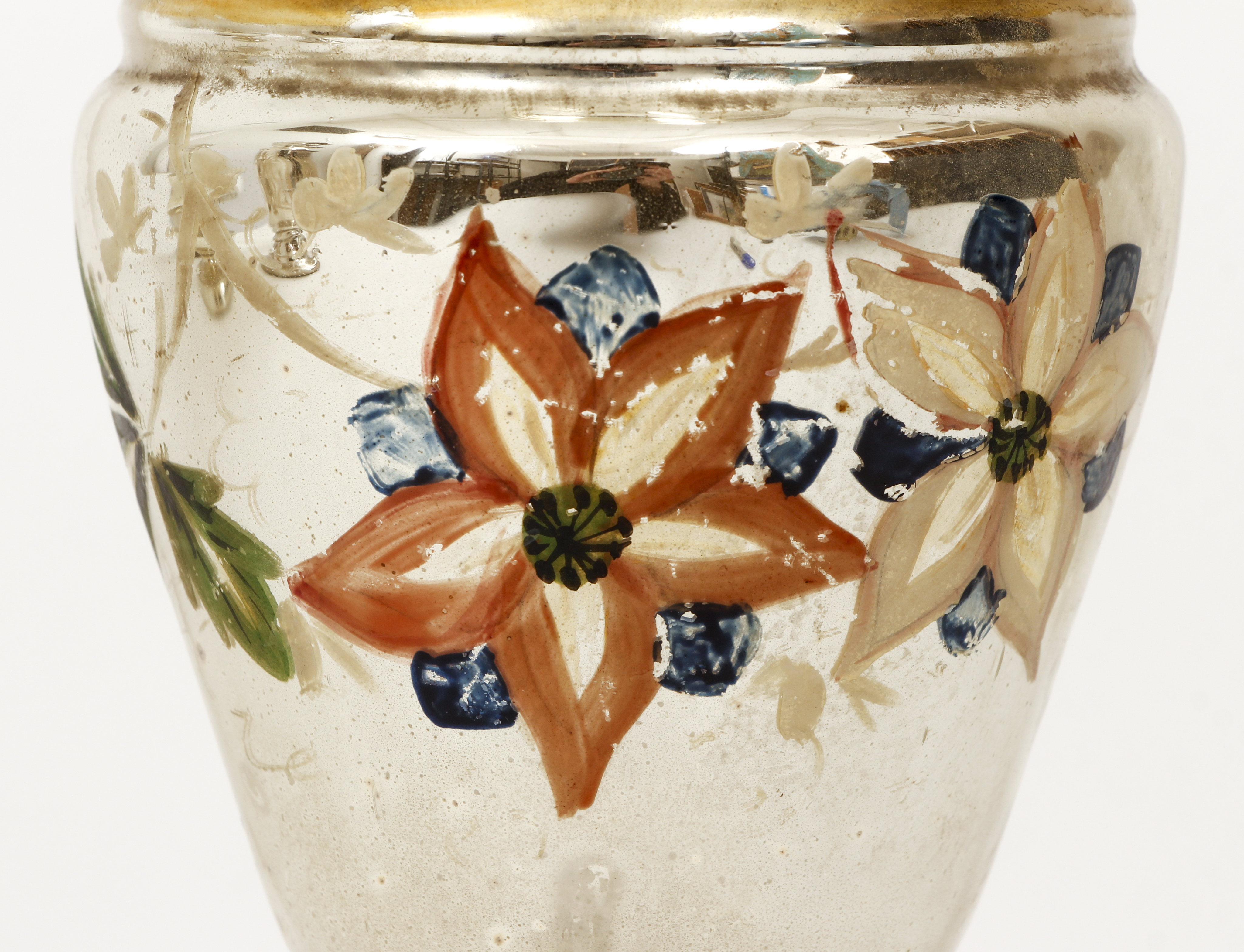 5 Mercury Glass objects with painted decoration - Image 8 of 8