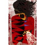 Tadashi Nakayama color woodblock Red Coat