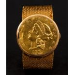 Juvenia 18K Gold $20 Gold Coin Watch 95.5 grams