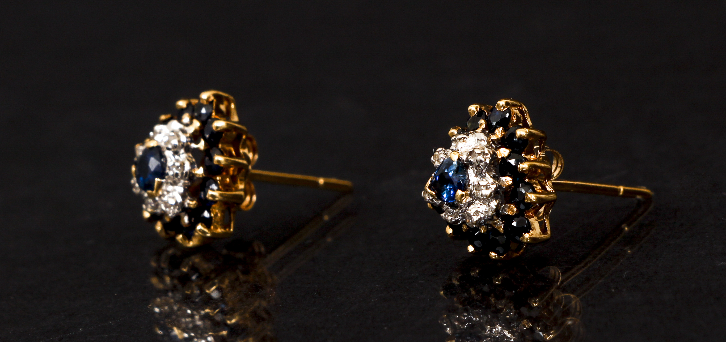 14K Sapphire Diamond Earrings - Image 2 of 4