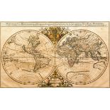 Alexis Jaillot 1691 colored engraved World Map