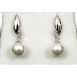 18K Pearl and Diamond Earrings