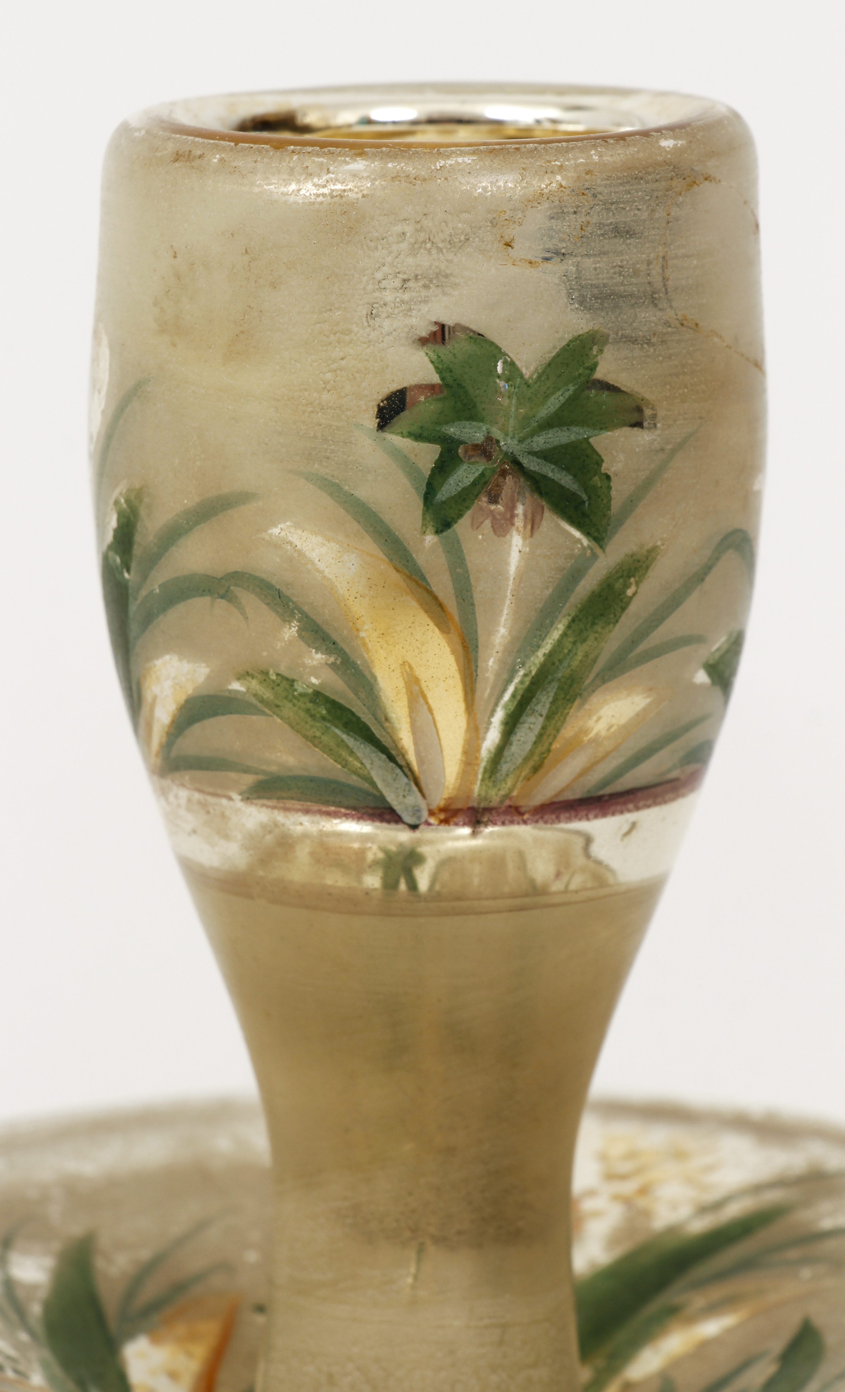 5 Mercury Glass objects with painted decoration - Image 6 of 8