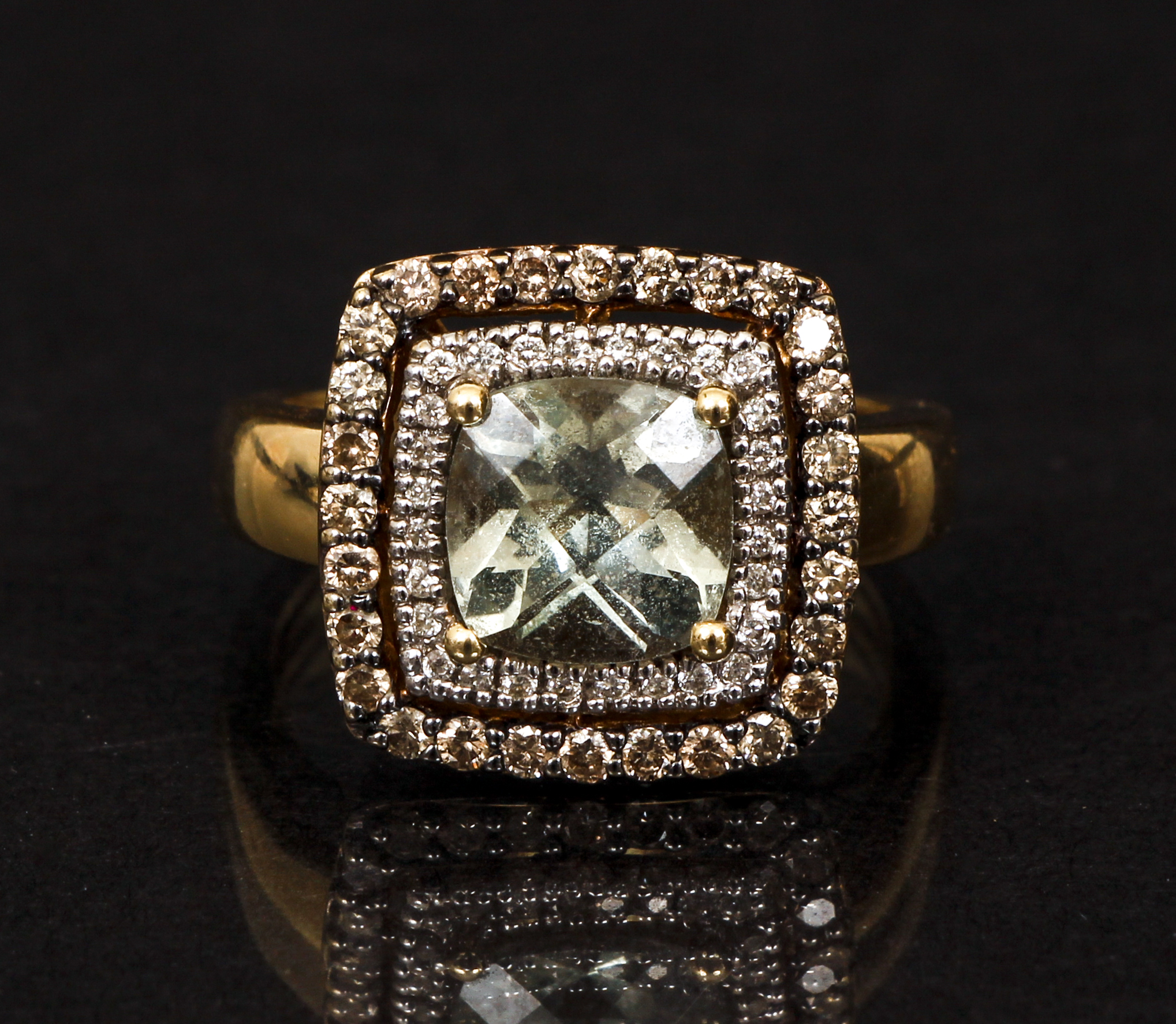 14K Mint Quartz Diamond Ring. - Image 2 of 6
