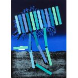 Menashe Kadishman, Blue Palm, orig serigraph, signed