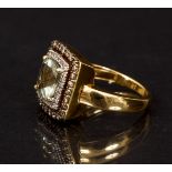14K Mint Quartz Diamond Ring.