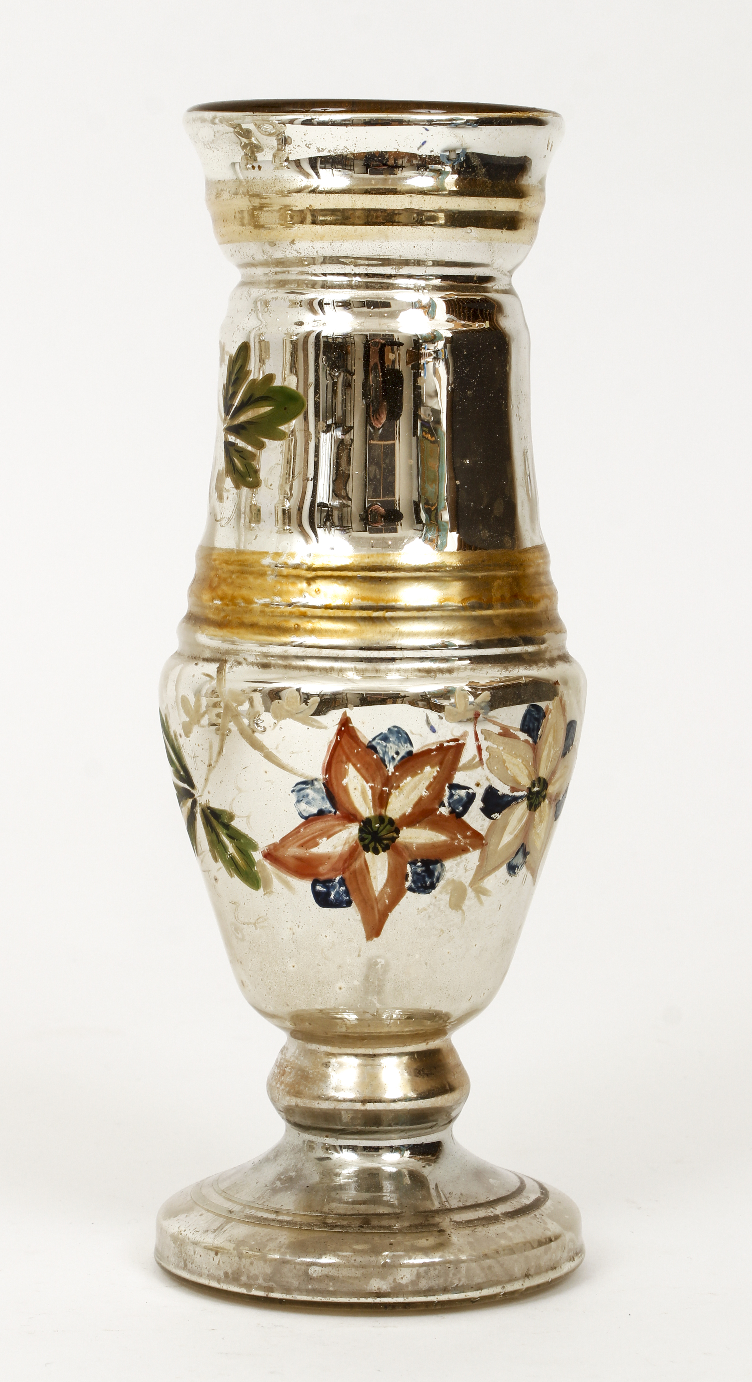 5 Mercury Glass objects with painted decoration - Image 7 of 8