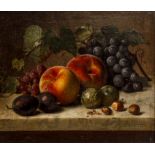 George Hetzel 1868 oil Still Life Fruit and Nuts