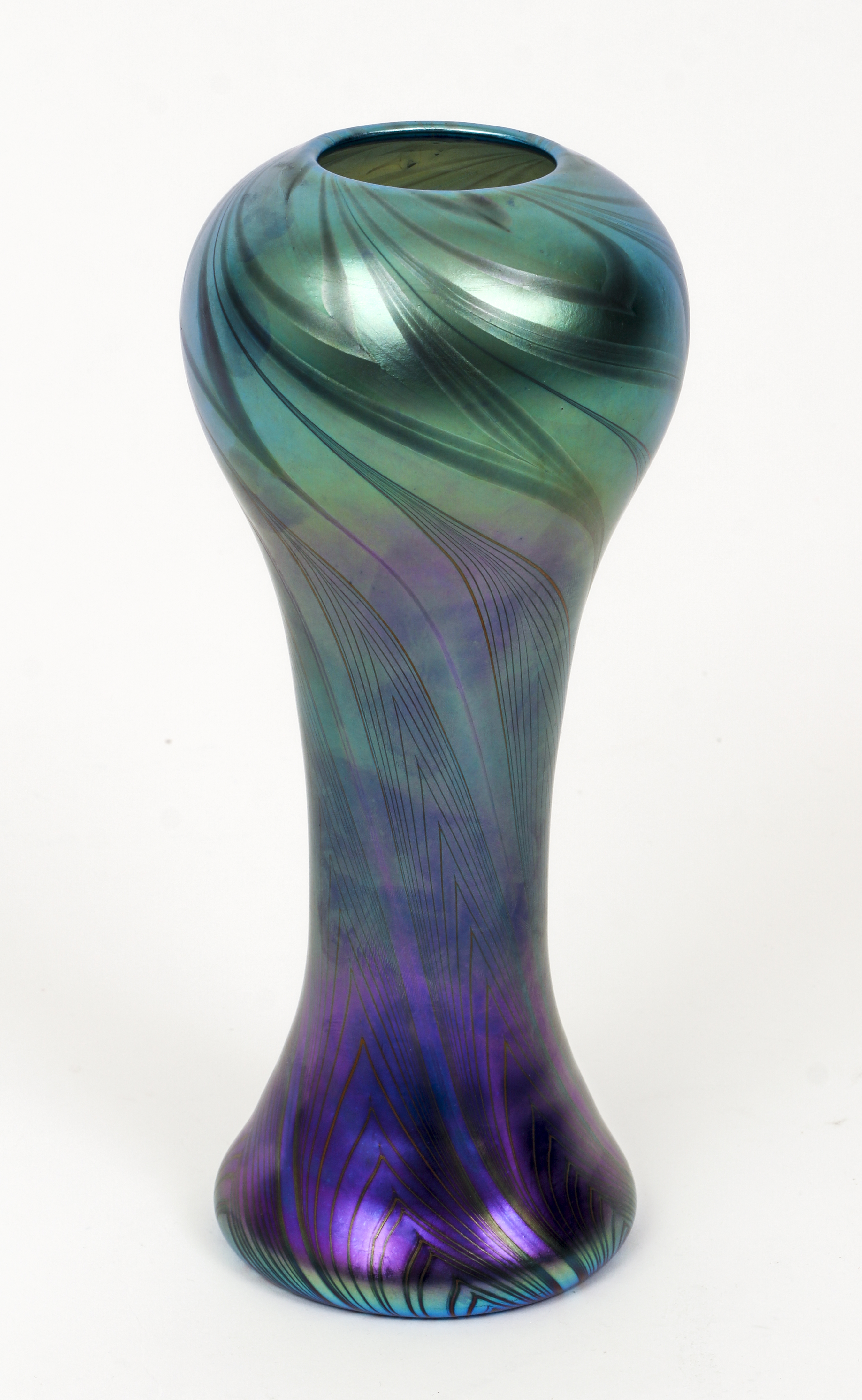 Lundberg Studios Iridescent pulled feather Vase