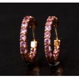 14K Rhodolite Hoop Earrings