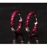 14K Ruby Hoop Earrings